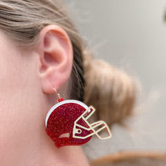 Touchdown & Tailgates Glitter Football Helmet Earrings